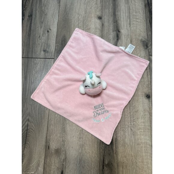 Baby Starters Pink Unicorn Security Blanket Believe in your Dreams Pink Satin - Picture 4 of 8